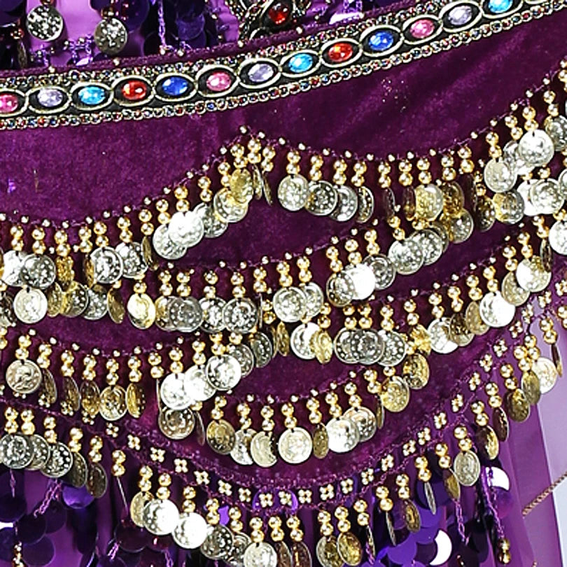 1PC New Style Belly Dance Belt Newest Multi-color Glass Silk Velvet Dancing Belt Scarf Crystal BellyDance Waist Chain Hip Scarf - MANDOTOS