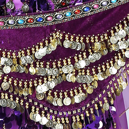 1PC New Style Belly Dance Belt Newest Multi-color Glass Silk Velvet Dancing Belt Scarf Crystal BellyDance Waist Chain Hip Scarf - MANDOTOS
