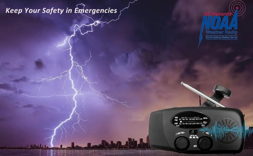 2000mAh Emergency Crank Weather Radio with LED Flashlight, Alertsync Portable AM/FM/NOAA Solar Radio with Phone Charger, SOS Ala - MANDOTOS