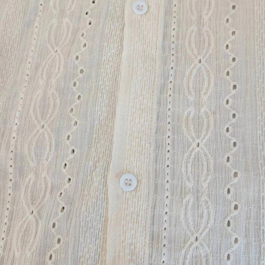 Shirts for men Apricot Handsome Lapel Men Blouse Vacation Hollow Out Sexy Fashion Men Clothing Male Mesh Long-sleeved Shirts - MANDOTOS