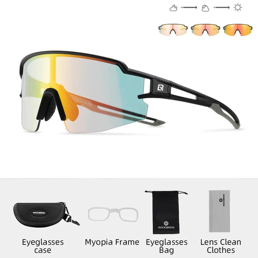 ROCKBROS Cycling Glasses Photochromic Polarized Lens Bike Glasses UV400 Protection Eyewear Sunglasses MTB Road Bicycle Goggles - MANDOTOS