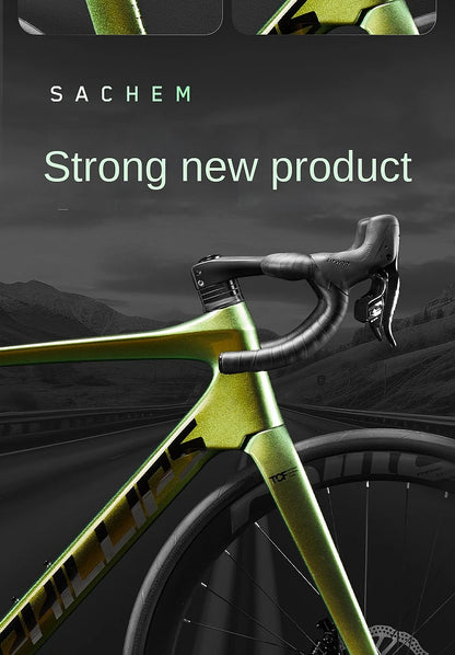 2025 New Ultra-Light Carbon Fiber Road Bike Fast Racing Bicycle with Hydraulic Disc Brakes 16/24-Speed Gear Shift Drop Handlebar