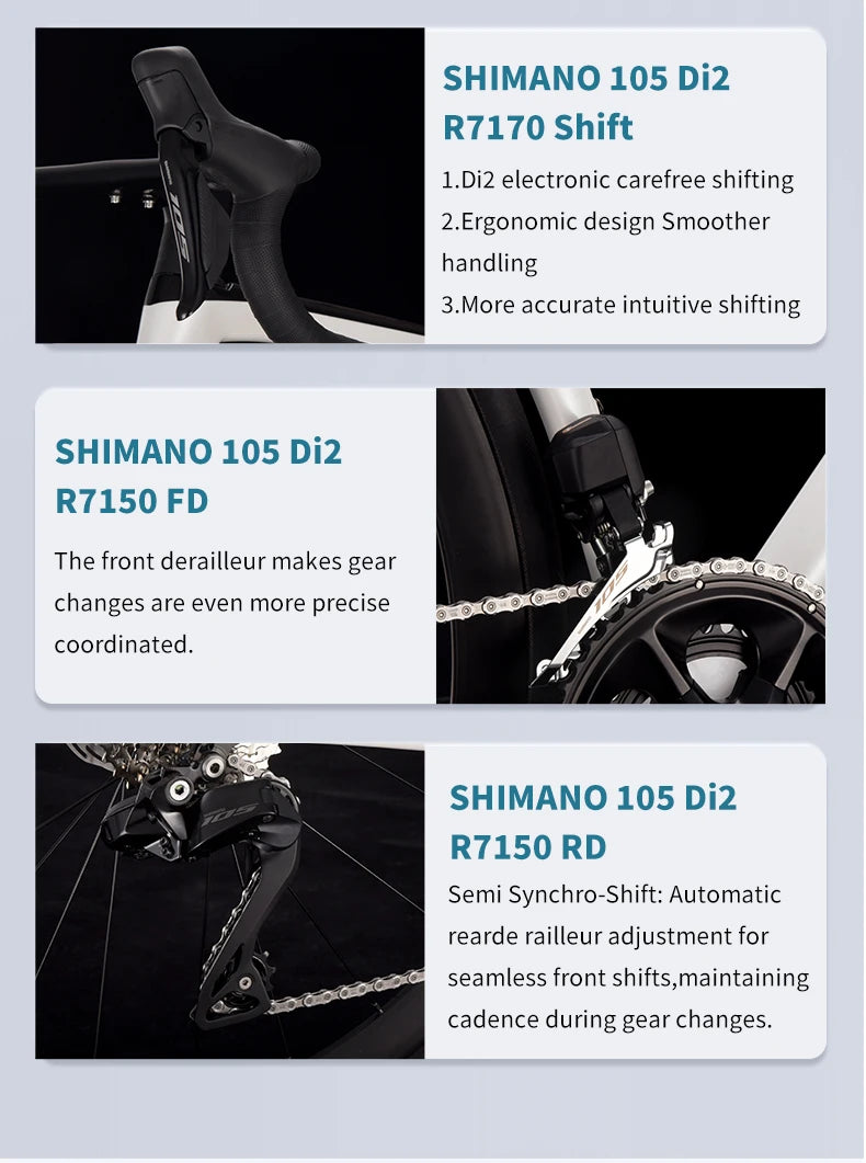 SAVA 2025NEW HAWKEYE SLR7 Carbon Fiber Road Bike with Shimano 105 DI2 R7170 Component Hydraulic Discs, Complete Adult Racing Set