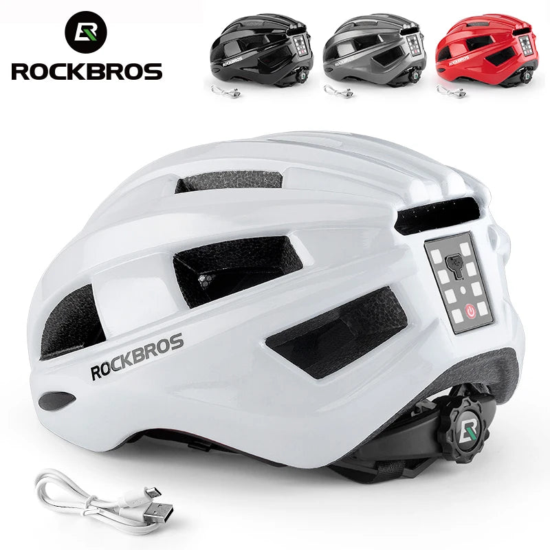 ROCKBROS Bicycle Light Helmet MTB Road USB Warning Rear Light Cycling Helmet EPS PC Intergrally-molded Safety Bike Helmet - MANDOTOS