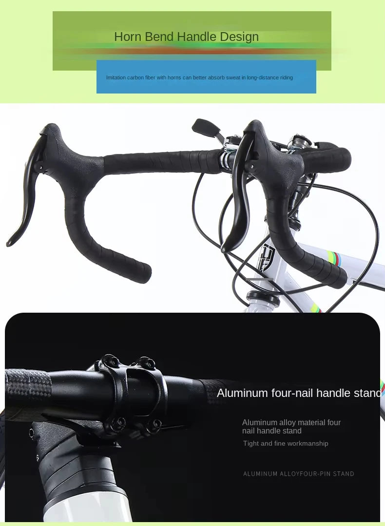2025 New Road Bike 7/24 Speed Corner Handle Road Racing Bicycle Dual Disc Brake Lightweight Outdoor bicicleta Adult Teenagers