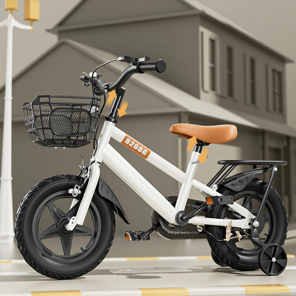12 Inch Children Kids Bike Bicycle with Training Wheels & Basket Toddler Kids Bicycle for Ages 3-7 Years Old Boys Girls Train