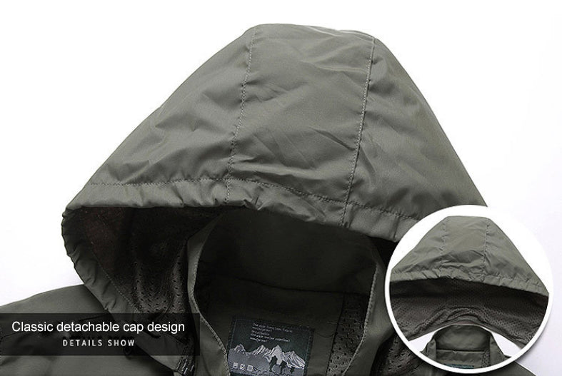 Windbreaker Men Tactical Jacket Waterproof Outdoor Hooded Coat Sports Military European Size S-5XL Field Climbing Thin Outwear - MANDOTOS