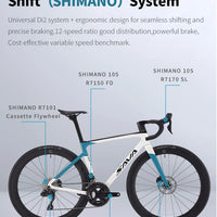 SAVA 2025NEW HAWKEYE SLR7 Carbon Fiber Road Bike with Shimano 105 DI2 R7170 Component Hydraulic Discs, Complete Adult Racing Set