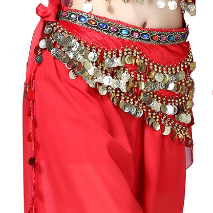 1PC New Style Belly Dance Belt Newest Multi-color Glass Silk Velvet Dancing Belt Scarf Crystal BellyDance Waist Chain Hip Scarf - MANDOTOS