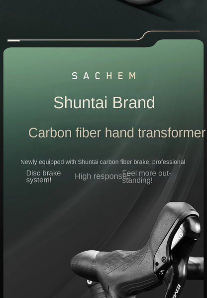 2025 New Ultra-Light Carbon Fiber Road Bike Fast Racing Bicycle with Hydraulic Disc Brakes 16/24-Speed Gear Shift Drop Handlebar