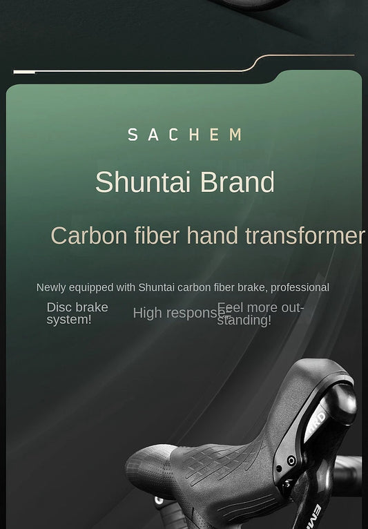 2025 New Ultra-Light Carbon Fiber Road Bike Fast Racing Bicycle with Hydraulic Disc Brakes 16/24-Speed Gear Shift Drop Handlebar