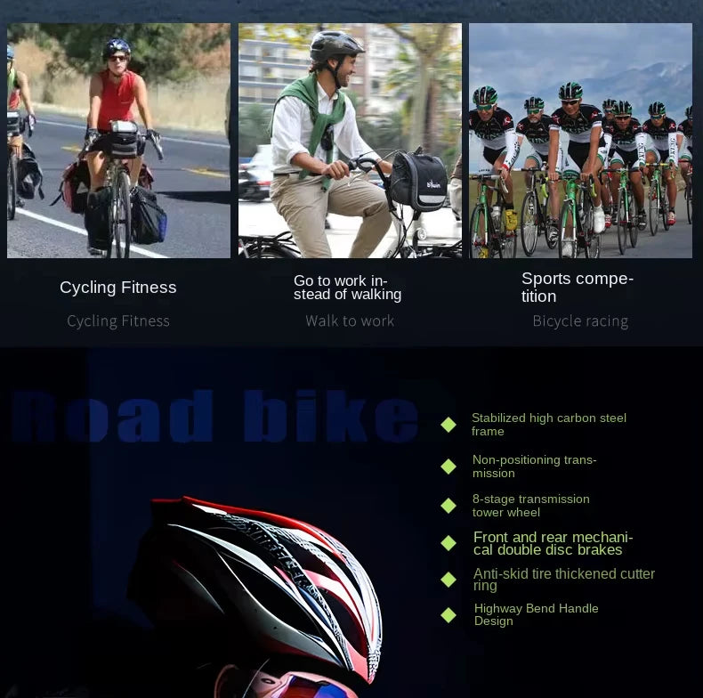 2025 New Road Bike 7/24 Speed Corner Handle Road Racing Bicycle Dual Disc Brake Lightweight Outdoor bicicleta Adult Teenagers