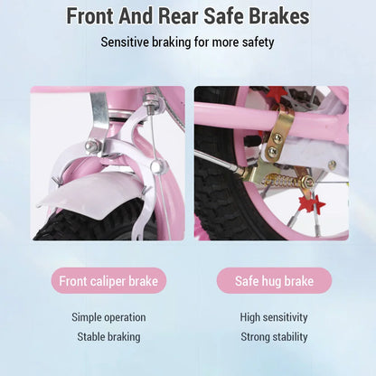 Kids Bike 12-20in Bicycle for Girls Ages 3-13 Years with Training Wheels Basket Protective Net Fash Wheel