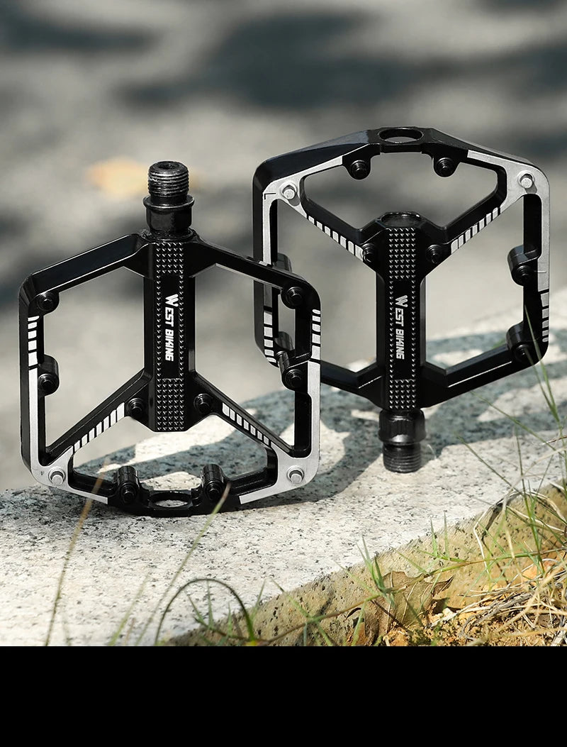 WEST BIKING Bicycle Pedals Sealed DU Bearing Nonslip Pedal Mountain Road Bike Cycling Alloy MTB Pedal Bicycle Accessories