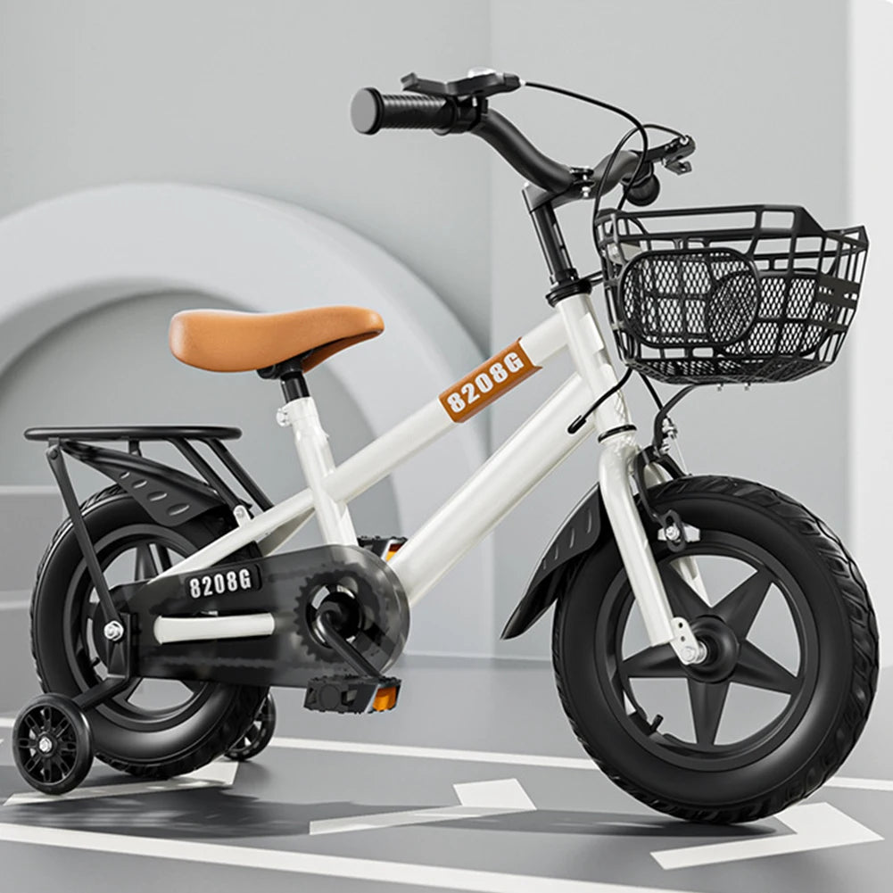 12 Inch Children Kids Bike Bicycle with Training Wheels & Basket Toddler Kids Bicycle for Ages 3-7 Years Old Boys Girls Train