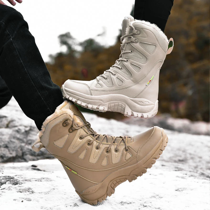 Winter Warm Waterproof Leather Snow Boots for Men - MANDOTOS