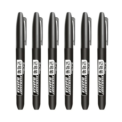 6PCs/Set Permanent Marker Pen Fine Point Waterproof Markers Thin Nib Crude Nib Black Blue Red Ink 1.5mm Fine Color Marker Pens