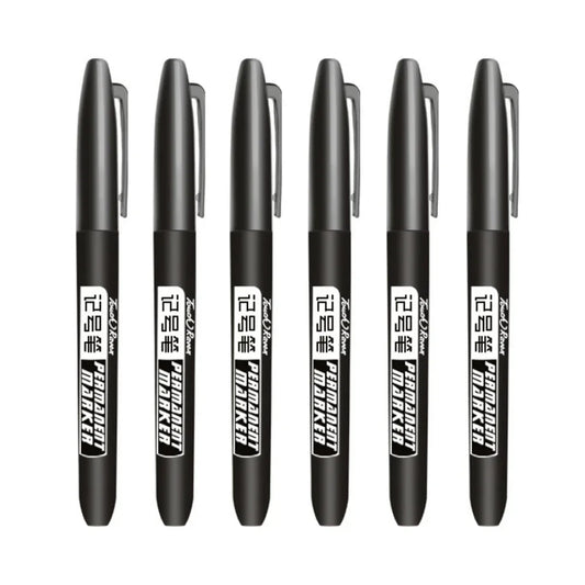 6PCs/Set Permanent Marker Pen Fine Point Waterproof Markers Thin Nib Crude Nib Black Blue Red Ink 1.5mm Fine Color Marker Pens