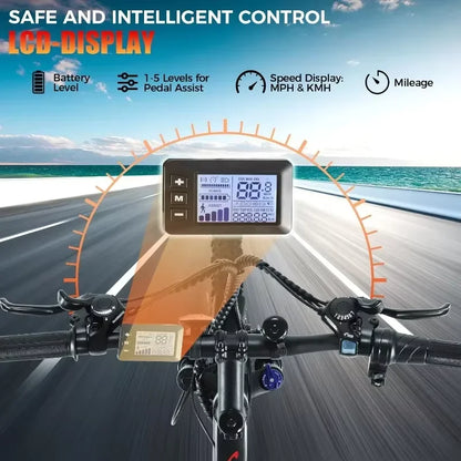 NEW Electric Bike for Adults, Electric Mountain Bike, 26" Sunshine Commuter Ebike, LCD Display, 21Speed