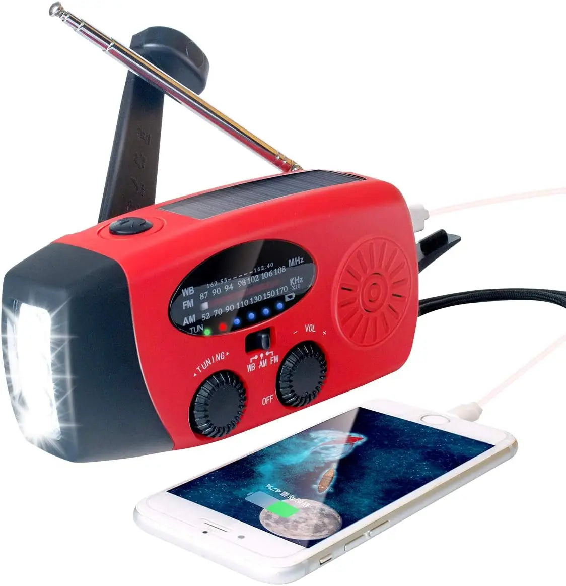 2000mAh Emergency Crank Weather Radio with LED Flashlight, Alertsync Portable AM/FM/NOAA Solar Radio with Phone Charger, SOS Ala - MANDOTOS