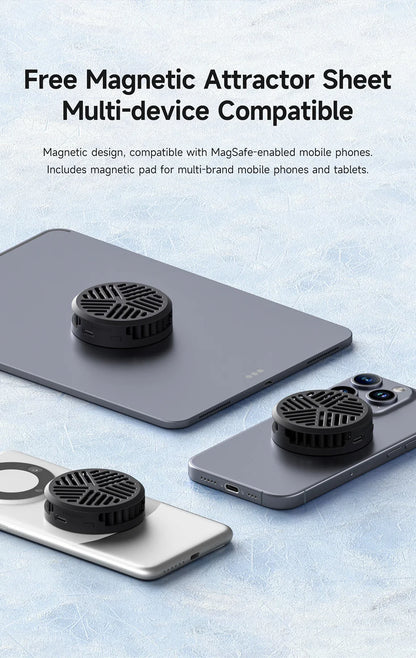 Hagibis Magnetic Cell Phone Cooler Universal Cooling Fan Mobile Phone Radiator for iPhone 16 Pro Black Shark Gaming Live Stream - MANDOTOS