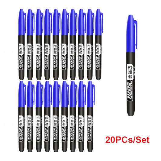 6PCs/Set Permanent Marker Pen Fine Point Waterproof Markers Thin Nib Crude Nib Black Blue Red Ink 1.5mm Fine Color Marker Pens