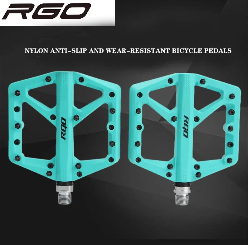 RGO Bicycle Pedals Mtb Nylon Platform Footrest Flat Mountain Bike Paddle Grip Pedalen Bearings Footboards Cycling Foot Hold