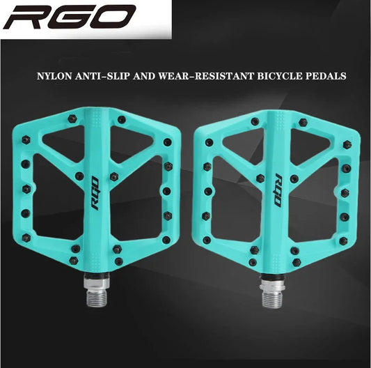 RGO Bicycle Pedals Mtb Nylon Platform Footrest Flat Mountain Bike Paddle Grip Pedalen Bearings Footboards Cycling Foot Hold