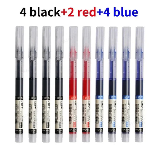 10Pcs/set High Quality Needle Type Gel Pens Straight Liquid Ballpoint Pen Kawaii Stationery School Office Supplies Writing - MANDOTOS