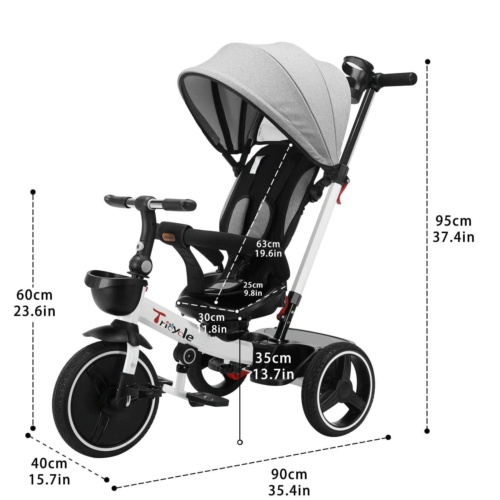 Ubravoo Baby Stroller Tricycle Ride Bike , 5-in-1, Adjustable Canopy, Sitting & Lying,Celerity Disassembly & Assembly,1-5 Years - MANDOTOS