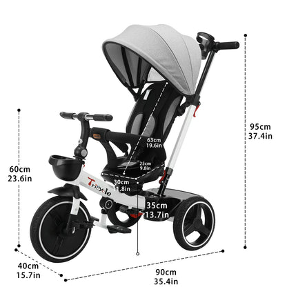 Ubravoo Baby Stroller Tricycle Ride Bike , 5-in-1, Adjustable Canopy, Sitting & Lying,Celerity Disassembly & Assembly,1-5 Years - MANDOTOS