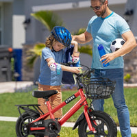 12 Inch Children Kids Bike Bicycle with Training Wheels & Basket Toddler Kids Bicycle for Ages 3-7 Years Old Boys Girls Train