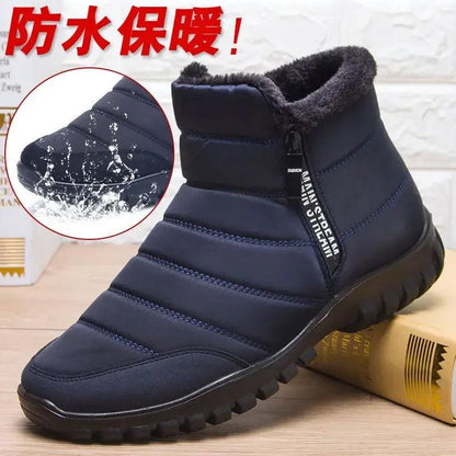 Winter men's snow boots, double zippered waterproof shoes rain boots fishing Winter Warm Boots men's boots - MANDOTOS