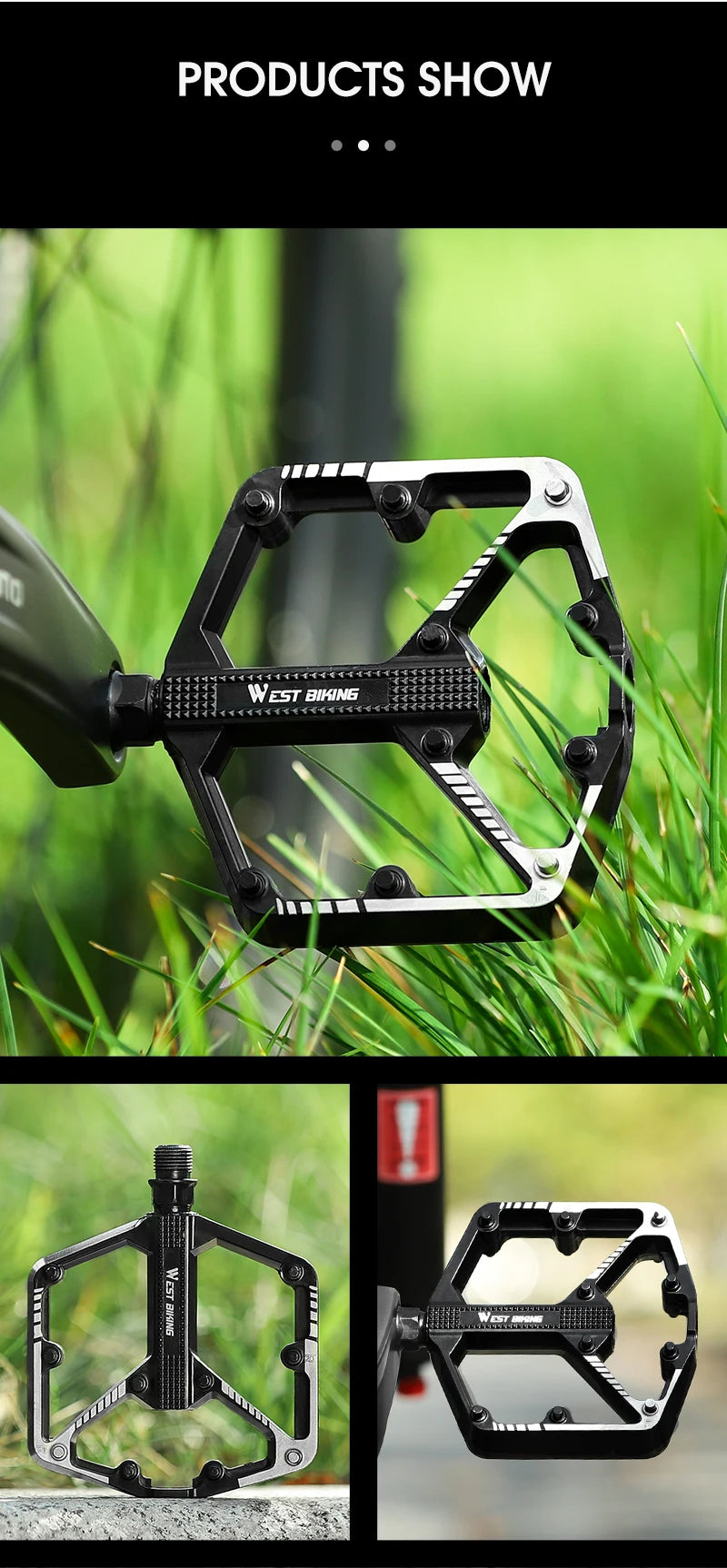 WEST BIKING Bicycle Pedals Sealed DU Bearing Nonslip Pedal Mountain Road Bike Cycling Alloy MTB Pedal Bicycle Accessories