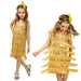 Girl Party Dress Girls Flapper Dress Carnival Sequins Fringe Latin Dance Dress Tassel Tango Dress Ballroom Costume With Feather - MANDOTOS