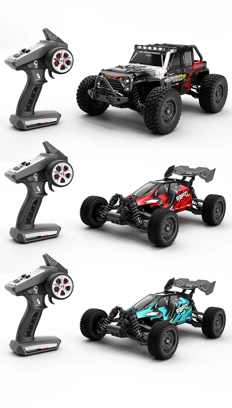 Teeggi 16101 /16102 PRO 1:16 High Speed RC Car With LED Light Drift 70KM/H 4WD RC Off-Road Car Monster Truck Toy For Kid Gifts - MANDOTOS
