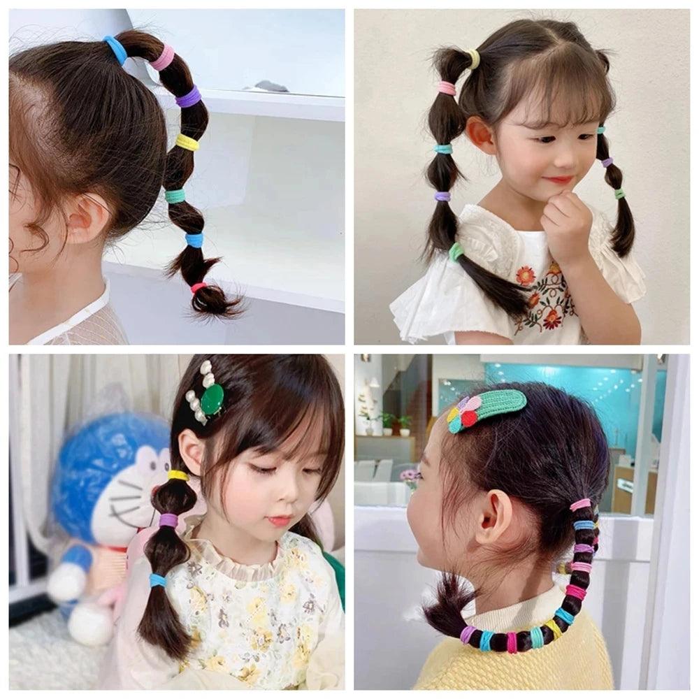 20/50pcs Kids Elastic Hair Bands Girls Sweets Scrunchie Rubber Band for Children Hair Ties Clips Headband Baby Hair Accessories - MANDOTOS