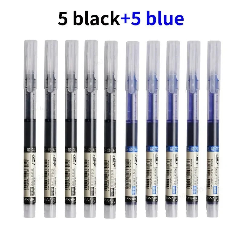 10Pcs/set High Quality Needle Type Gel Pens Straight Liquid Ballpoint Pen Kawaii Stationery School Office Supplies Writing - MANDOTOS