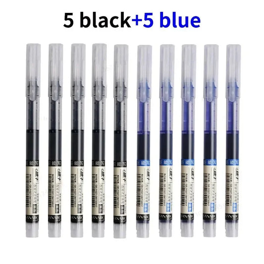 10Pcs/set High Quality Needle Type Gel Pens Straight Liquid Ballpoint Pen Kawaii Stationery School Office Supplies Writing - MANDOTOS