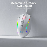 Redragon M612 Predator RGB Gaming Mouse 8000 DPI Wired Optical with 11 Programmable Buttons, White - MANDOTOS
