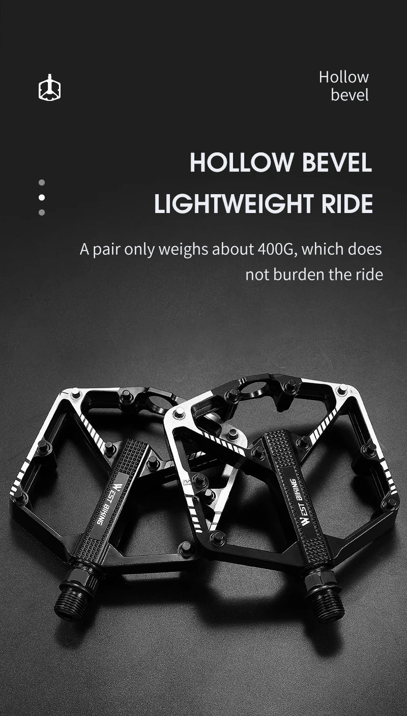 WEST BIKING Bicycle Pedals Sealed DU Bearing Nonslip Pedal Mountain Road Bike Cycling Alloy MTB Pedal Bicycle Accessories