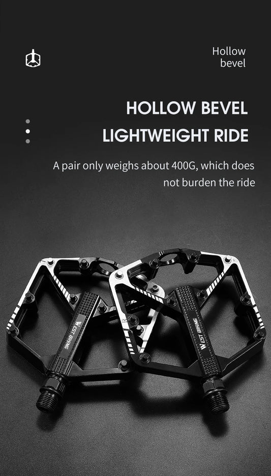 WEST BIKING Bicycle Pedals Sealed DU Bearing Nonslip Pedal Mountain Road Bike Cycling Alloy MTB Pedal Bicycle Accessories