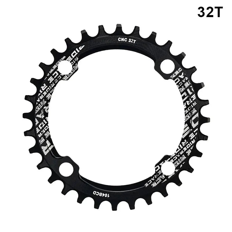RIDERACE Bicycle Crank Chainring 104BCD Round Shape Narrow Wide 32T/34T/36T/38T Mountain Bike Crankset Chainwheel Single Plate