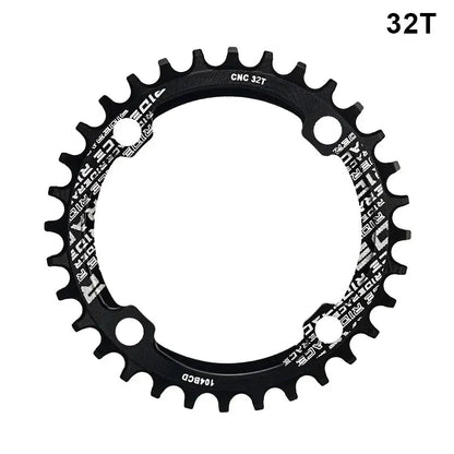 RIDERACE Bicycle Crank Chainring 104BCD Round Shape Narrow Wide 32T/34T/36T/38T Mountain Bike Crankset Chainwheel Single Plate