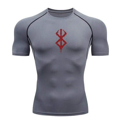 Men's Print Compression Shirts Summer Short Sleeve Rash Guard Gym Workout T-shirt Athletic Quick Dry Baselayer Undershirts Tops - MANDOTOS