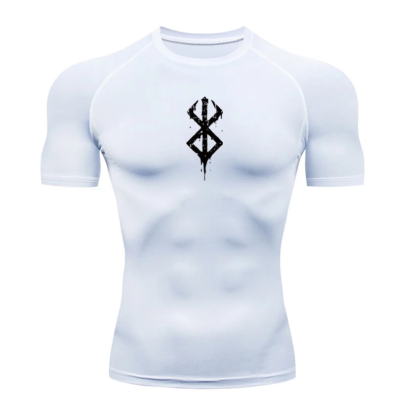 Men's Print Compression Shirts Summer Short Sleeve Rash Guard Gym Workout T-shirt Athletic Quick Dry Baselayer Undershirts Tops - MANDOTOS