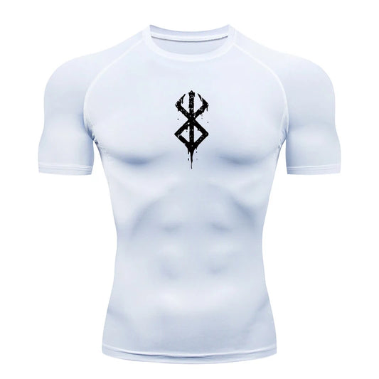 Men's Print Compression Shirts Summer Short Sleeve Rash Guard Gym Workout T-shirt Athletic Quick Dry Baselayer Undershirts Tops - MANDOTOS