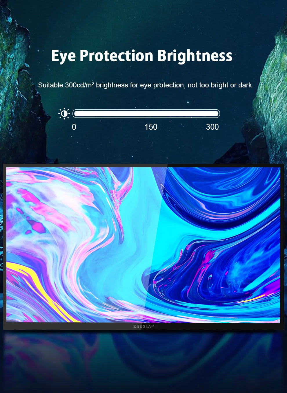 ZEUSLAP 18.5" Touch Screen Portable Monitor 100Hz 100% sRGB With Screen Holder Stand For Laptop Phone Xbox PS4 PS5 Switch