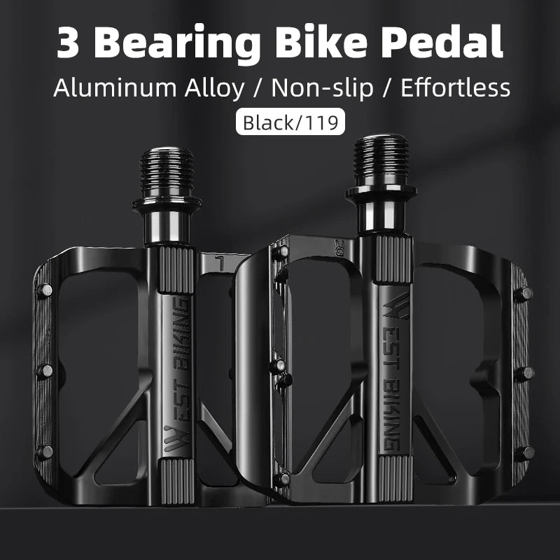 WEST BIKING Bicycle Pedals Sealed DU Bearing Nonslip Pedal Mountain Road Bike Cycling Alloy MTB Pedal Bicycle Accessories