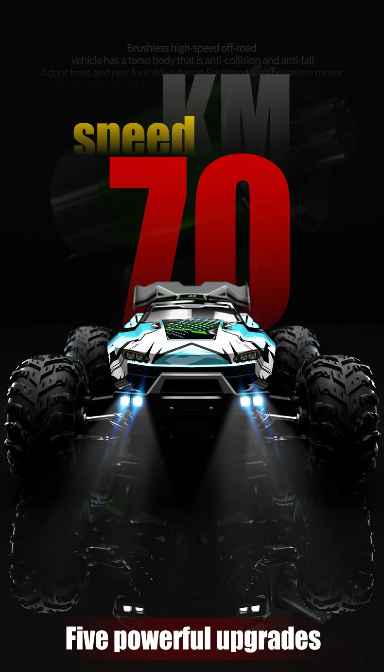 Teeggi 16101 /16102 PRO 1:16 High Speed RC Car With LED Light Drift 70KM/H 4WD RC Off-Road Car Monster Truck Toy For Kid Gifts - MANDOTOS